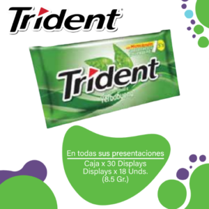Adams Trident Chicles Sin Azúcar Yerbabuena 5s Pos Caja 30x18x8.5g