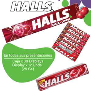 Halls 9s Caramelo Duro Cherry Lyptus Display Caja EC 30x12x25.2 g