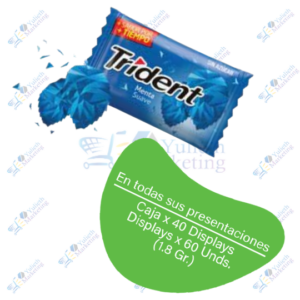 Trident 1s chicles sin azucar menta pos caja x 40 display x 60u 1.8g