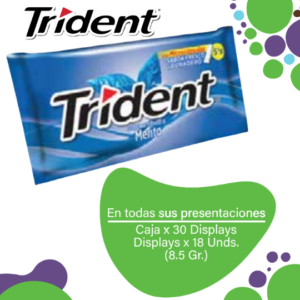 Trident Chicle Sin Azúcar 5s Menta Caja Pos 30x18x8.5g